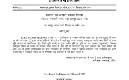 छत्तीसगढ़ में भूमि हस्तांतरण प्रक्रिया में बड़ा बदलाव: अब रजिस्ट्रार ही करेंगे नामांतरण, तहसीलदार का झंझट खत्म