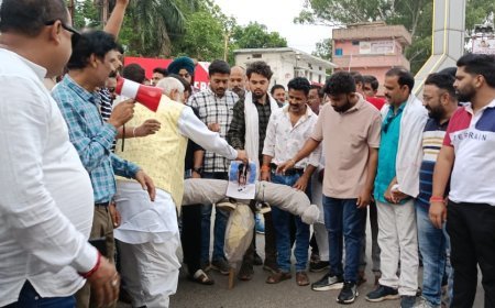 महिला सैन्य अधिकारी पर अभद्र टिप्पणी से आक्रोशित कांग्रेस, मंत्री विजय शाह का पुतला दहन कर बर्खास्तगी की मांग