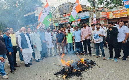 राहुल गांधी पर बिहार सरकार का दमन: अम्बिकापुर में नीतीश का पुतला दहन, कांग्रेस का तीखा हमला