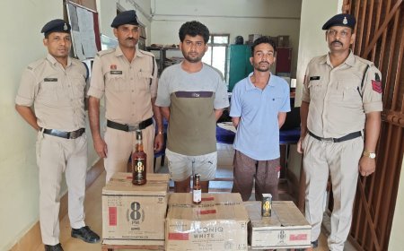शराब तस्करी पर पुलिस का शिकंजा दो गिरफ्तार,19 लीटर अवैध अंग्रेजी शराब जब्त