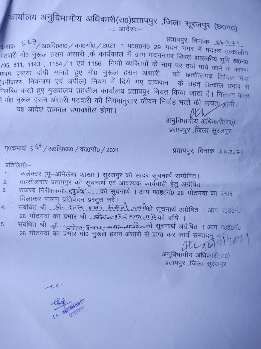 शासकीय भूमि लूट का खेल: फर्जीवाड़े में लिप्त पटवारी को फिर वही ताज, राजस्व विभाग की साख दांव पर