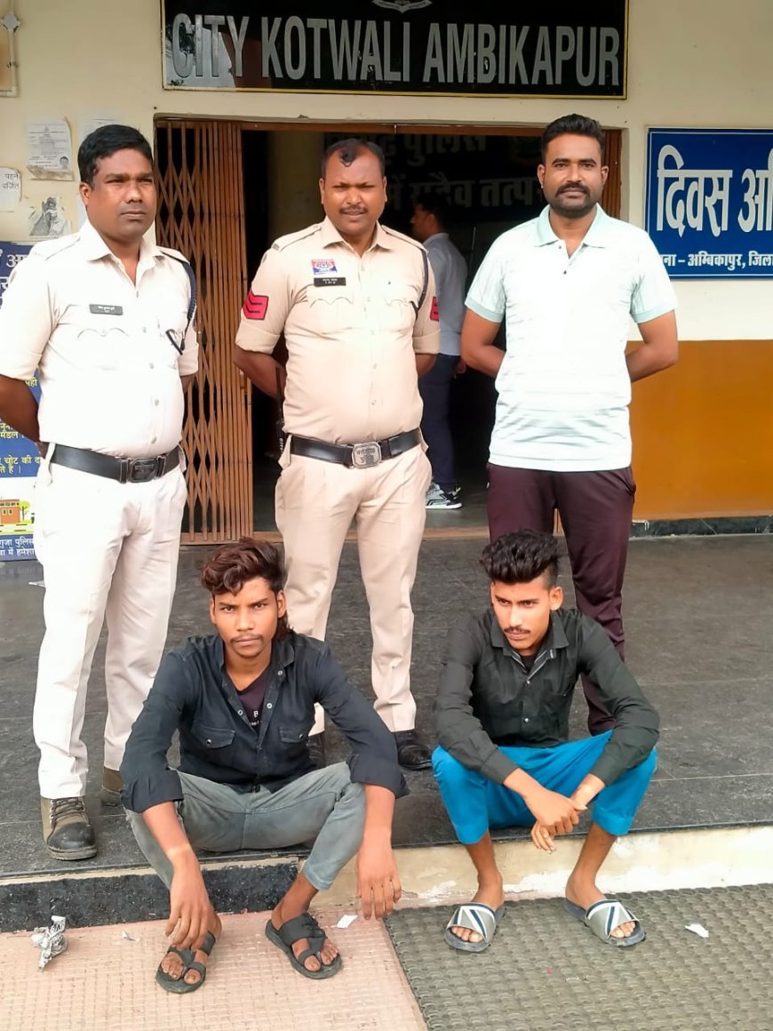 सरगुजा पुलिस की बड़ी कार्रवाई: 12 किलो गांजा के साथ दो अंतर्राज्यीय तस्कर धराए