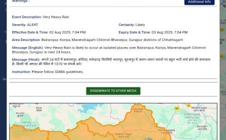 मूसलाधार बारिश का अलर्ट: बलरामपुर, कोरिया, मनेन्द्रगढ़-चिरमिरी-भरतपुर और सूरजपुर में अगले 24 घंटे भारी