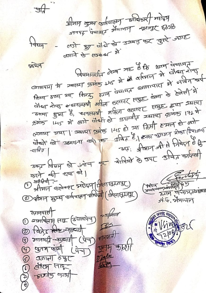 बांसापारा में पौधारोपण गड़बड़झाला: कागजों पर हरियाली, हकीकत में सुखे पौधे, ग्रामीणों ने लगाई  निष्पक्ष जांच की गुहार