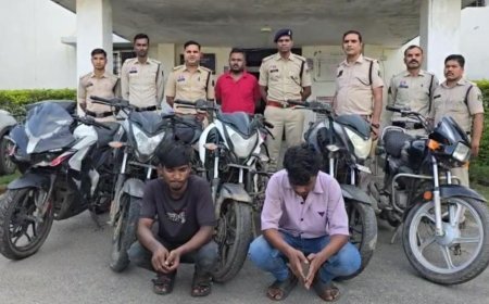 पुलिस का बड़ा धर-पकड़: 5 मोटरसाइकिल चोर गिरफ्तार, 7 लाख की 5 बाइक्स जब्त; 3 नाबालिग भी शामिल, कई जिलों में दर्ज हैं मामले
