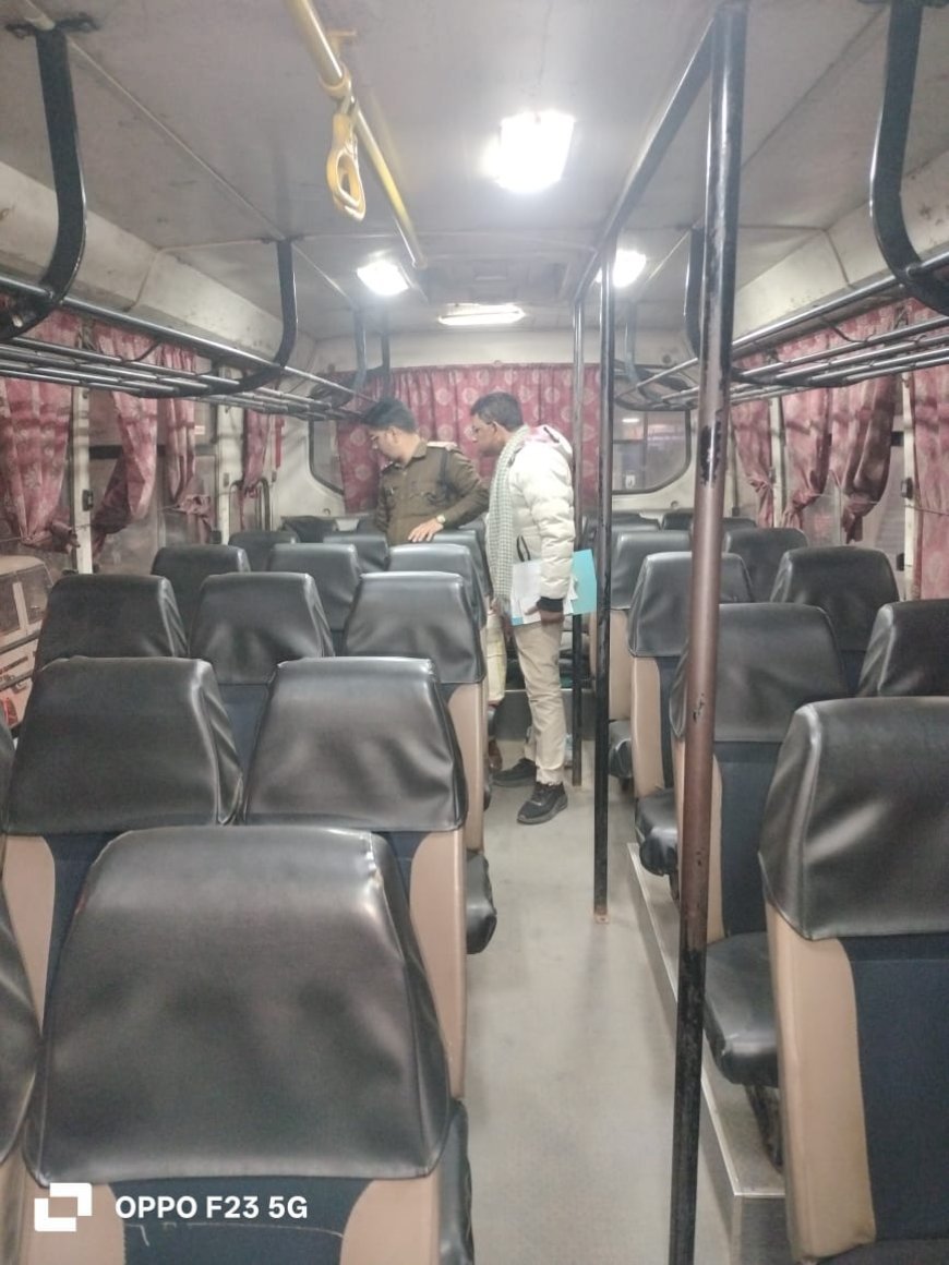 बस स्टैंड पर परिवहन विभाग का छापा: 24 बसों में आग बुझाने वाले यंत्र और फर्स्ट एड किट नहीं, 12,500 का जुर्माना