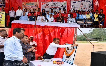 राष्ट्रीय खेल दिवस पर बिश्रामपुर में गूंजी वालीबाल की गूंज, सद्भावना मैच में खिलाड़ियों ने दिखाया जोश