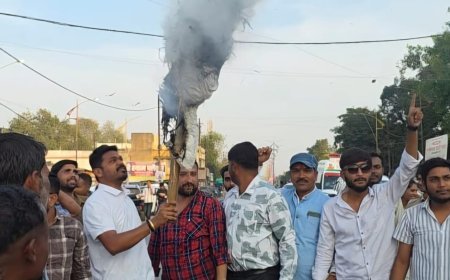 खरगे की टिप्पणी के विरोध में सूरजपुर में भाजयुमो का प्रदर्शन, पुतला दहन के दौरान पुलिस से झूमाझटकी
